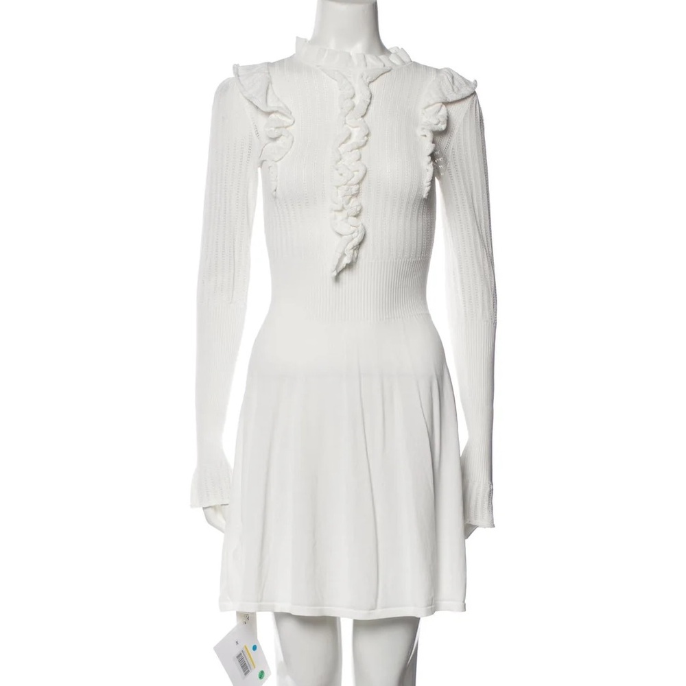PINKO mock neck white knit mini dress